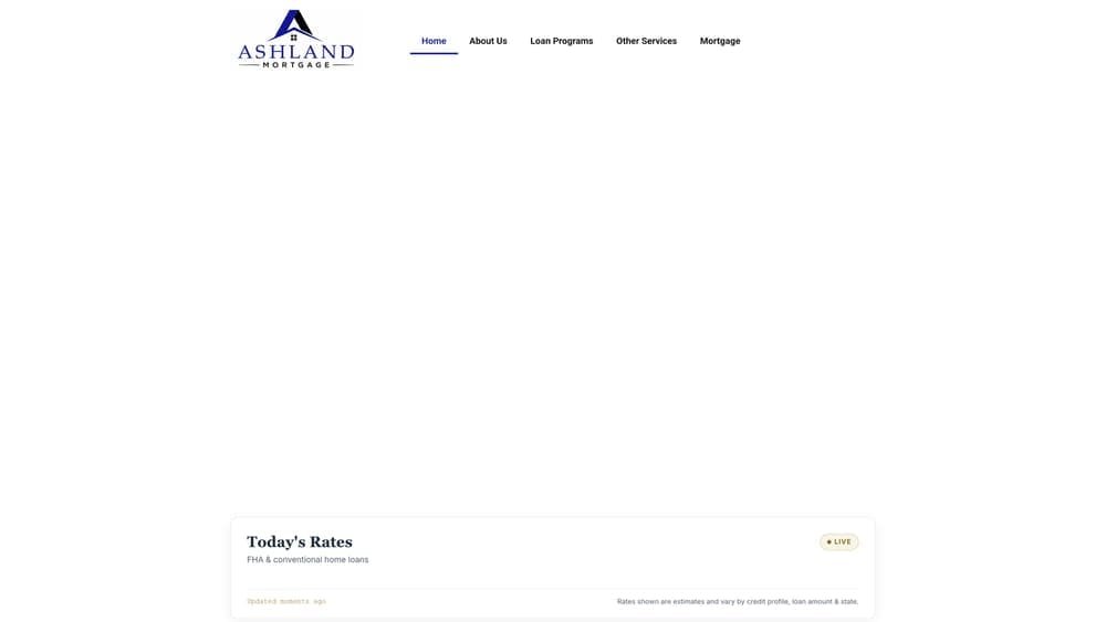 Screenshot of Ashland Mortgage / Coast2Coast Mortgage LLC website