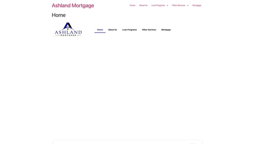 Screenshot of Ashland Mortgage (NoTouch Credit Pre-Approval) website