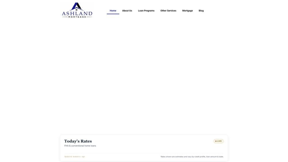 Screenshot of Ashland Mortgage by Duane Buziak website