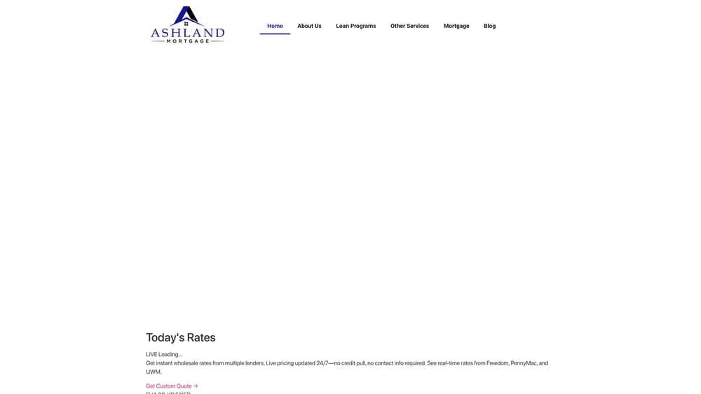 Screenshot of Ashland Mortgage by Duane Buziak website