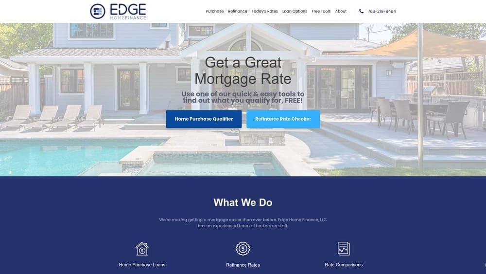 Screenshot of Edge Home Finance website
